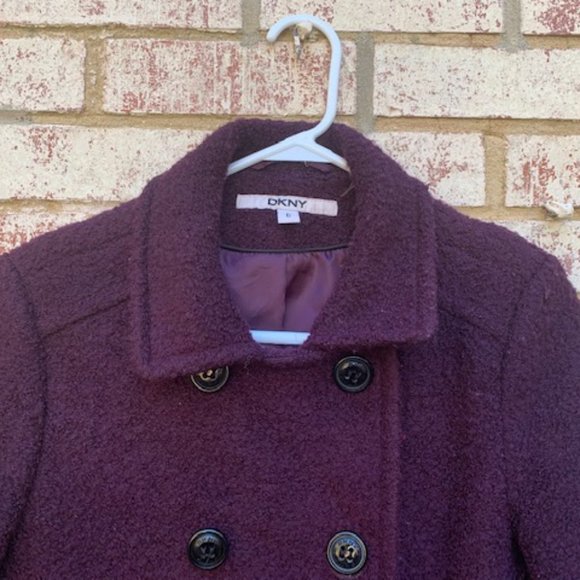 DKNY double breasted plum peacoat size 6 - Picture 2 of 11